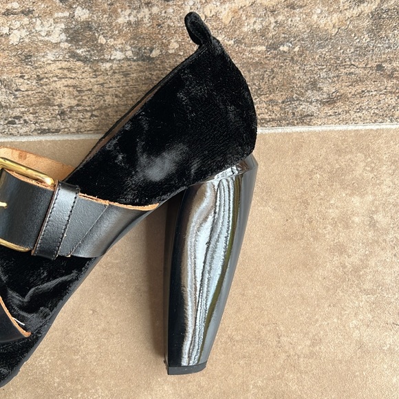 MARNI Vintage Platform Booties Pumps - Velvet with Leather Buckle size 40 - Picture 8 of 12